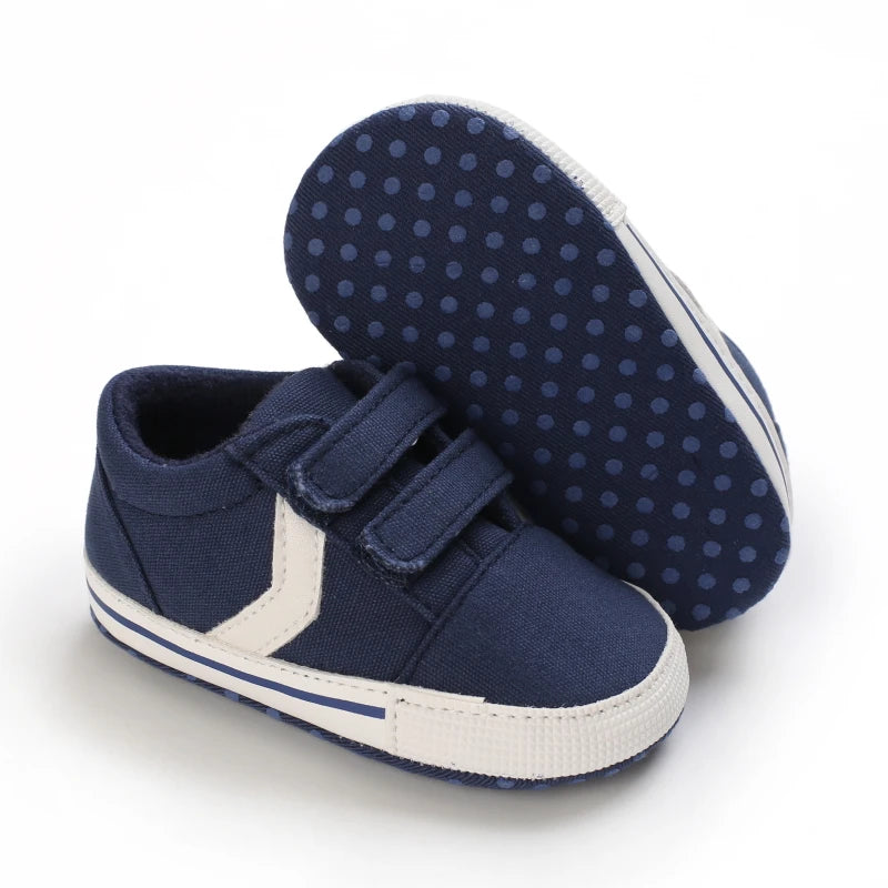 Lucky Blue Newborn Infant Toddler Boy Girl Casual Breathable Soft Cloth Bottom  Anti-slip PU Leather First Walkers Canvas Shoes