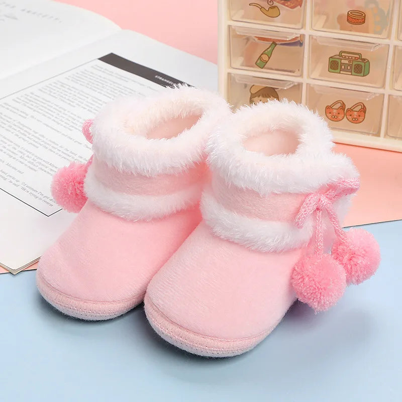 Newborn Toddler Warm Boots Winter First Walkers baby Girls Boys Shoes Soft Sole Fur Snow Booties Kids Snow Boots for 0-18M Bebe