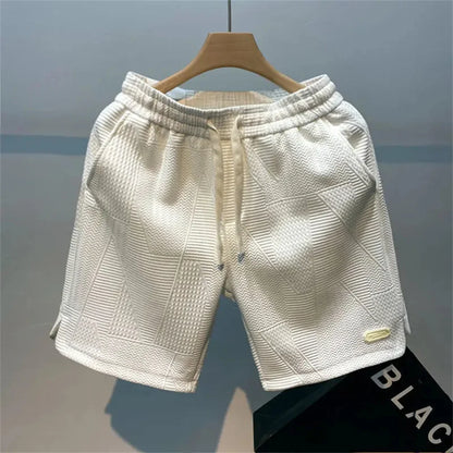 2026 Men Fashion Cotton Blended Solid Color Loosen Up The Waist Summer Multi-Pocket Shorts Wide Beach Casual Shorts Hot Selling