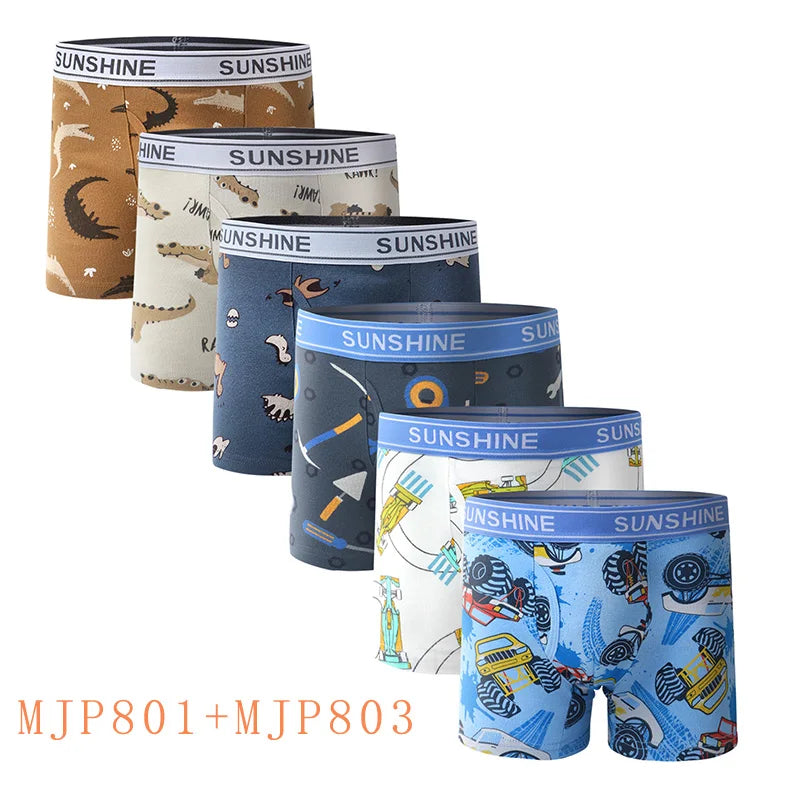 6 Pcs Baby Toddler Boys' Underwear,  100% Cotton Kids Underwear, Little Boys Briefs Soft Dinosaur Boxer Briefs