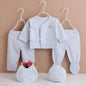5Piece Sets Spring Baby Girl Boy Clothes Casual Cartoon Cute Print Long Sleeve Cotton Tops+ Pants+ Hat Newborn Hospital Set BC1361