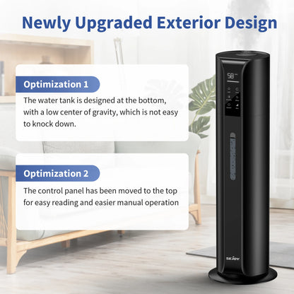 SEJOY Humidifiers for Bedroom Large Room, 9L/2.4Gal Cool Mist Top Fill Humidifier with Essential Oil 360°Nozzle for Baby Office