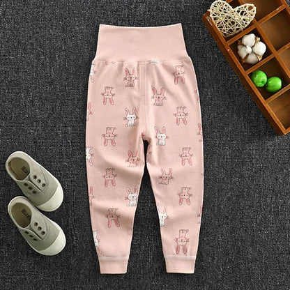 Baby Girls Boys Pants Toddler Bottoming Leggings Children Cotton Cartoon Trousers High Waist 2024 Autumn Newborn Kids Clothing