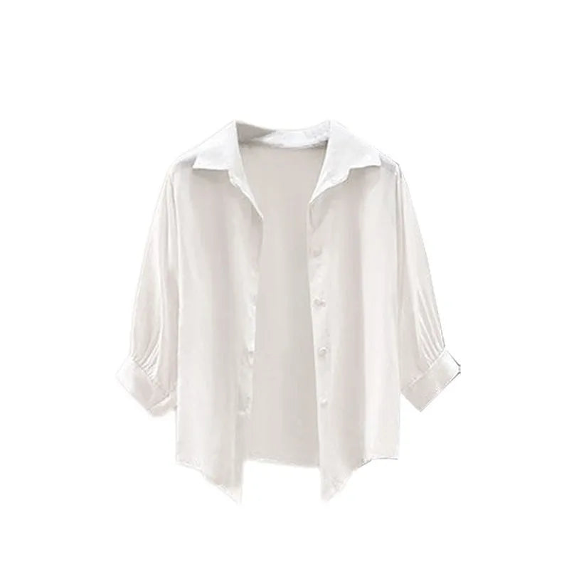 2026 Summer New Fashion Tracksuit Matching Set Women's Elegant White Sunscreen Shirt+ Vest+ Casual Wide Leg Pants 3-Piece Suit