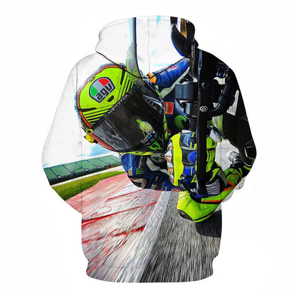 2025 Spring and Autumn Men's Women's Hip Hop 3D Hoodie Motorcycle Outdoor Leisure Long Sleeve Sweatshirt Street Fashion F