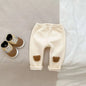 0-3T Newborn Kid Baby Boy Girl Winter Clothes Warm Plush Baby Pants Thick Cotton Stretch Bear Print Leggings Cute Outfit