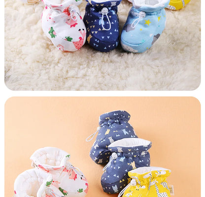Newborn Baby Shoes for Boys Girls Winter Warm Thicken Plush Toddler Shoes Soft Sole Kids Short Booties Infant First Walker