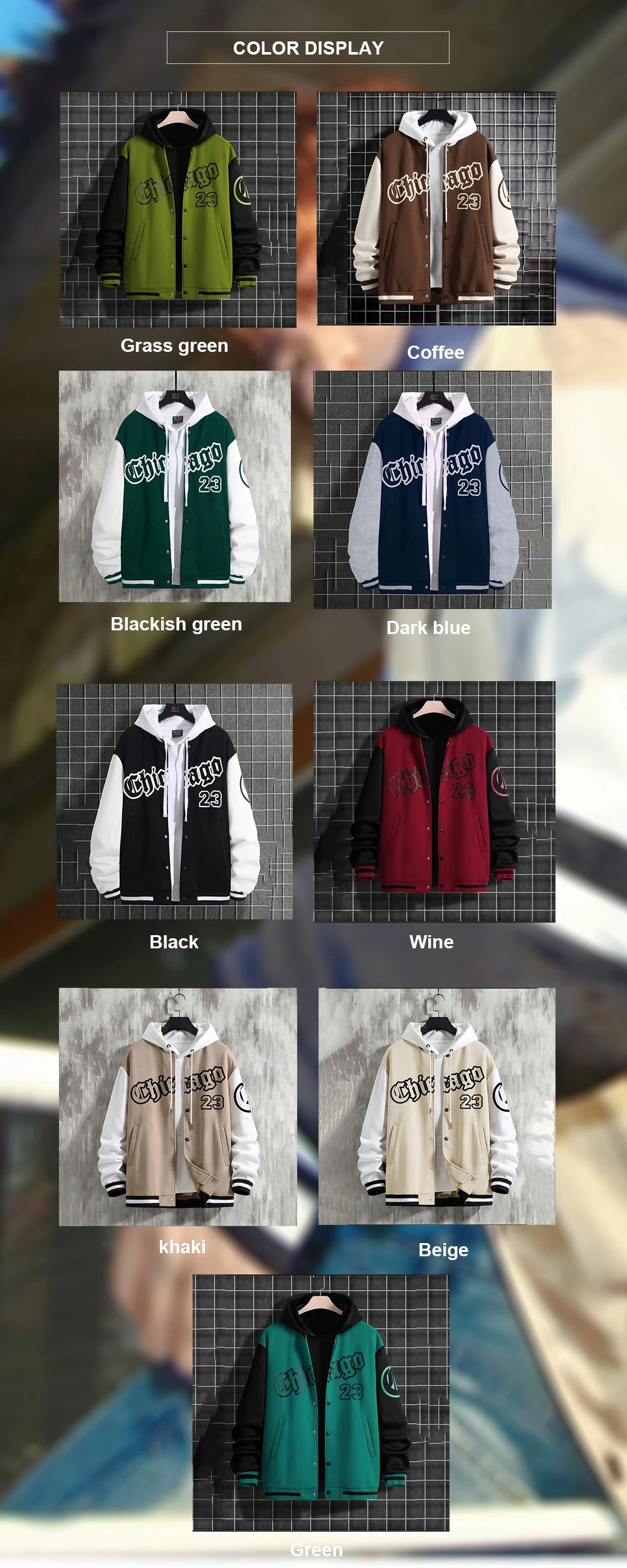 Men's Spring and Autumn Seasons Fashion Brand American Baseball Coat Loose Casual   Jackets for Men