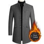 Men's Autumn Winter Long Woolen Coats Men's Business Office Casual Slim Solid Wool Windbreaker Thicken Warm Trench Jacket