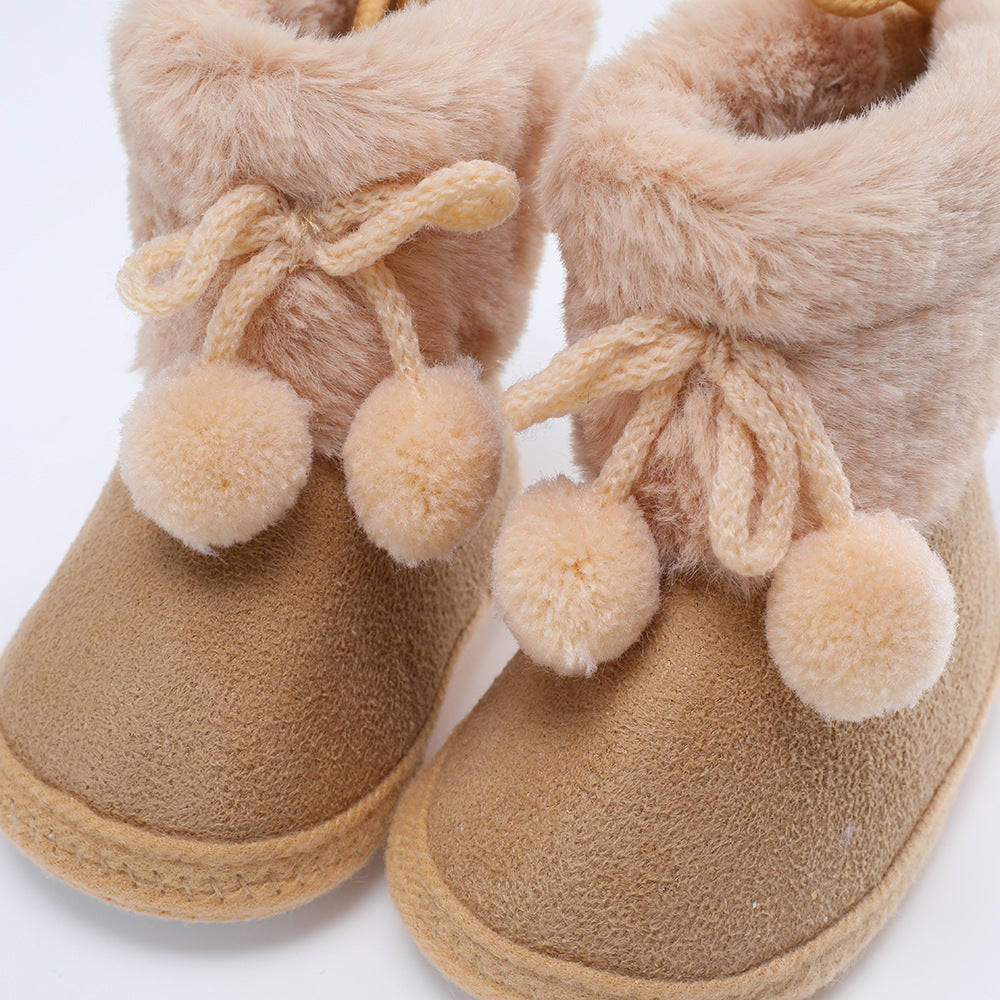 Newborn Toddler Warm Boots Winter First Walkers baby Girls Boys Shoes Soft Sole Fur Snow Booties Kids Snow Boots for 0-18M Bebe