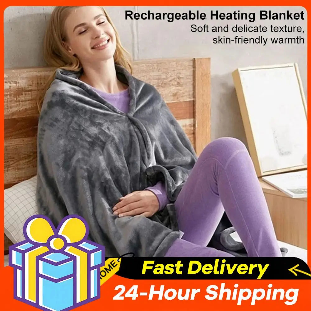 3 Heating Levels Fleece Heated Blanket Wearable Warmer Coral Velvet Blanket Quickly Heated Cape Pad USB Electric Heated Blanket