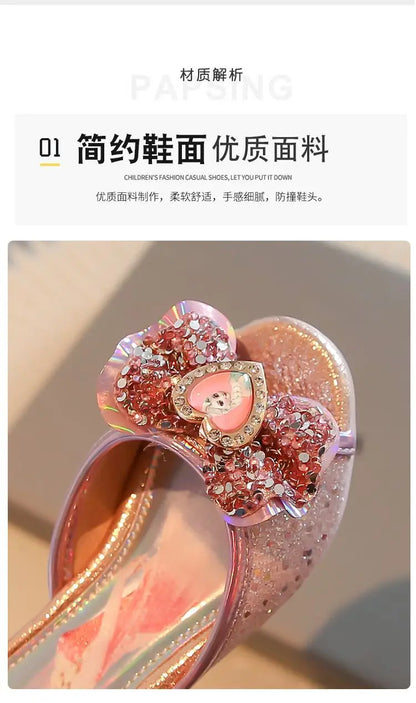 Disney Frozen Elsa Shoes For Girls Children Cartoon Princess Flats Kids Beach Home Shoes Inside Outside Slippers Size 26-36