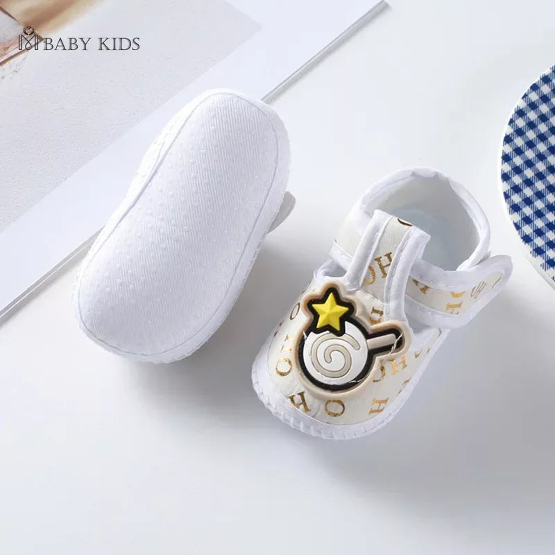 Cotton Newborn Baby Shoes Cartoon Pattern First Walkers for Girl Boy Plaid Soft Sole Walking Sandals 0-12month