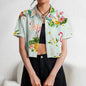Women's Lapel Button Tank Tops Shirts Summer Casual Short Sleeve Shirts 3D Cherry Printed Women's Clothing Navel Exposed Shirts