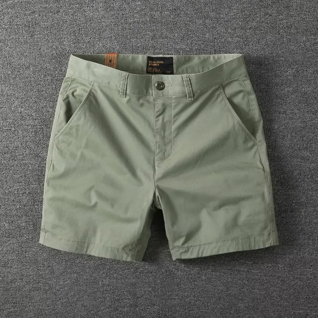 Men's Casual Cotton Shorts Summer Solid Color Slim Fit Loose Fit Thin Three-quarter Length Pants  Workwear