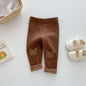 Girls Leggings 2026 Winter 0-5Y Children's Clothes Baby Girls Patch Plus Velvet Warm Pants Trousers