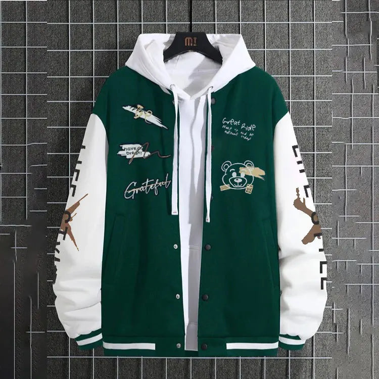 2026 New Jacket Coat Letter Printed  Wear Men Baseball Jacket Casual Long Sleeve Stand Jackets Men's Coats Sweatshirts Outerwear