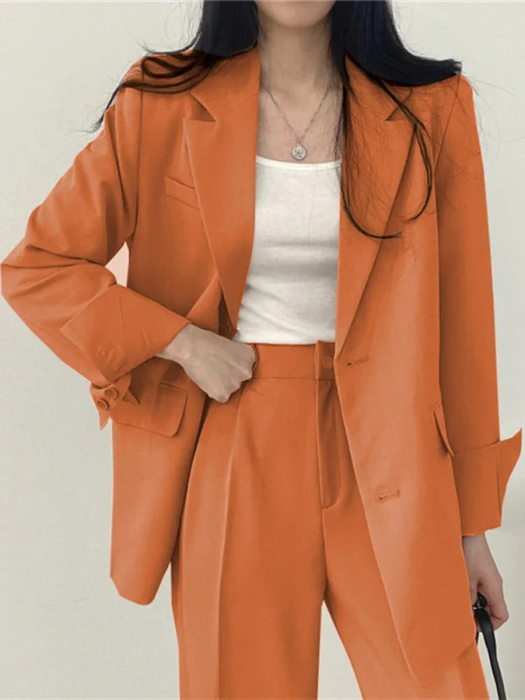 Korean Fashion Spring Women's Suits Casual Top Trousers 2 Piece Sets Women's Outfits Coats Slim Fit Blazers for Women Clothing