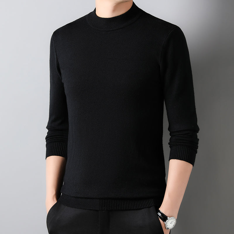 Half Turtleneck Knitwear Sweater New Autumn/Winter Mock Neck Sweatshirts Solid Color Pullovers Man Brand Casual Men's Clothing
