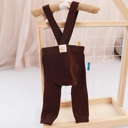 2025 Spring Fashion Boy Baby Solid High Waist Overalls Girl Children Cotton Leggings Infant Casual Suspenders Pants Kid Trousers
