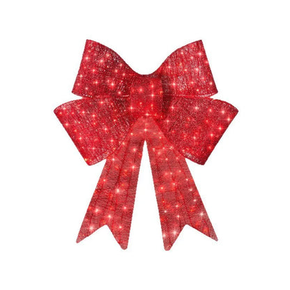 Christmas Bow Decoration, Large Xmas Outdoor Indoor LED Holiday Yard Decoration, Festive Garden String Lights Home Decor