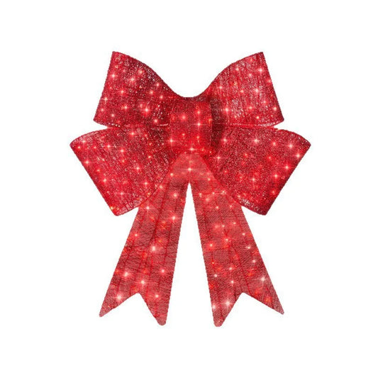 Christmas Bow Decoration, Large Xmas Outdoor Indoor LED Holiday Yard Decoration, Festive Garden String Lights Home Decor
