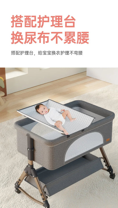 Baby Crib Newborn Small Bed Splicing Large Bed Cradle Bed Sleeping Basket Movable Foldable Portable And Multifunctional