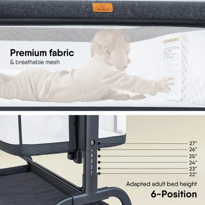 Baby Crib 3-in-1 Bed Sheets, Equipped with Soft Waterproof Mattress, Skin Friendly Breathable Bed Sheets, Bedside Crib