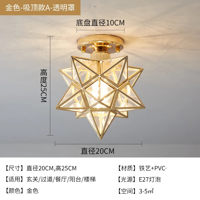 Lamps for Living Room Decor Five-pointed chandelier Modern Balcony Corridor Porch Fashion Network Red Star  Ceiling Light