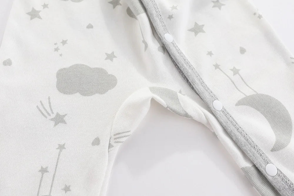 Cotton Newborn Romper Star Moon Printed Footed Baby Bodysuit for Girls Boys Long Sleeve Autumn Toddler Clothes Infant Onesie