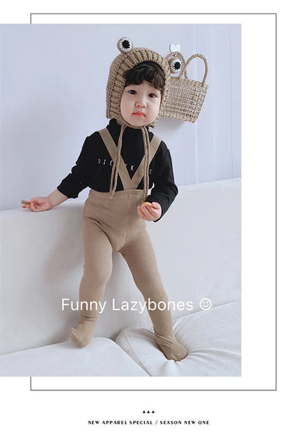 Baby Cute Knitted Tights Boys Girls Pantyhose Casual Suspender Tights Infant Toddler Autumn Spring Leggings Solid Color Clothing