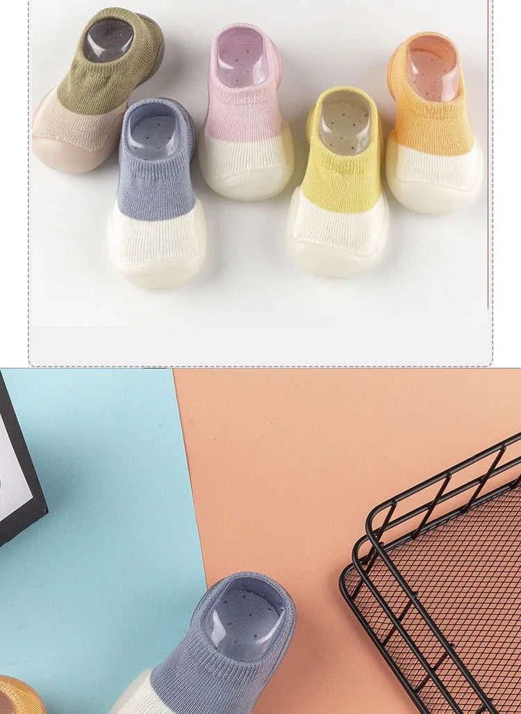 1pair Baby First Walker Toddler Shoes Non-slip Comfortable Silicone Soft Sole Casual Indoor Floor Socks Knit Booties for Newborn