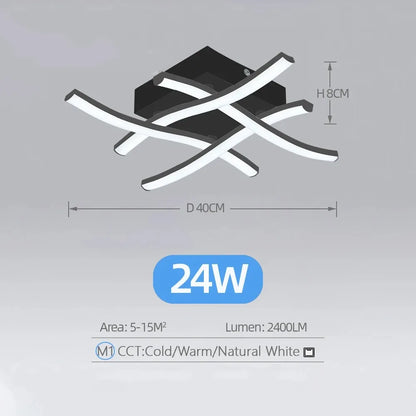 Modern Living Room Light  Restaurant 3-color Variable Light Bedroom Balcony LED Ceiling Light 24W Curved Design