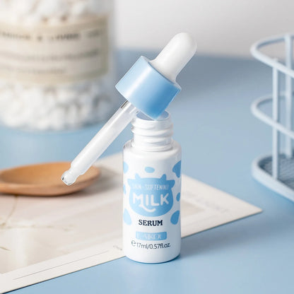 Milk Skincare Set - Hypoallergenic and Moisturizing | Facial Cleanser + Essence + Face Cream + Hair Band + Cleansing Brush