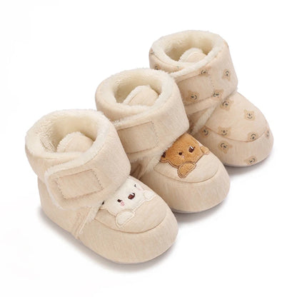 Winter Snow Baby Boots Cute Bear Warm Booties For Kids Soft Sole Infant Newborn Toddler Baby Girl Shoes