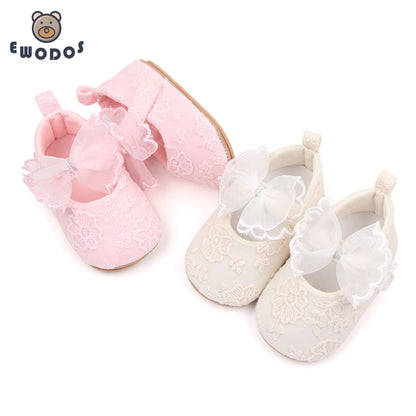 Toddler Baby Girls Sweet Princess Shoes Soft Bow knit Flower Non-slip Bottom First Walker Shoes Toddler Babies Crib Shoes