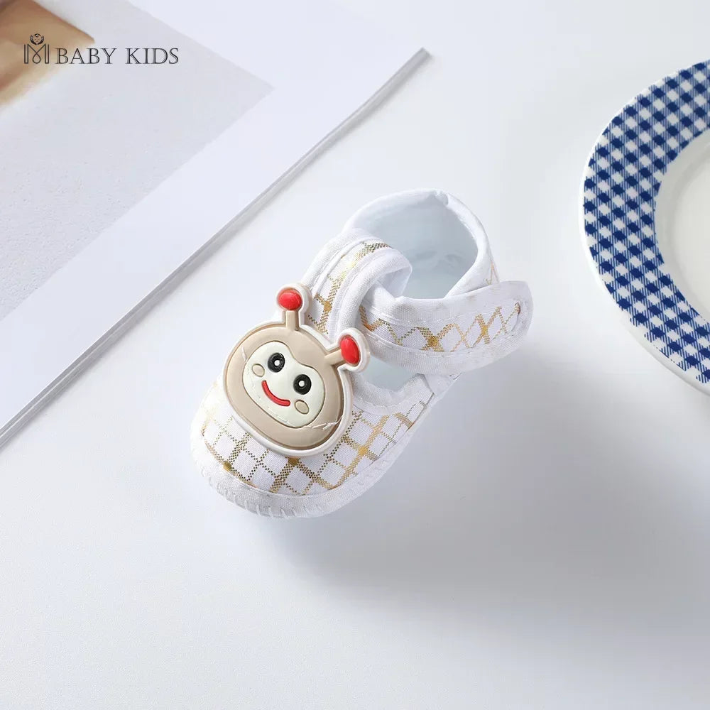 Cotton Newborn Baby Shoes Cartoon Pattern First Walkers for Girl Boy Plaid Soft Sole Walking Sandals 0-12month