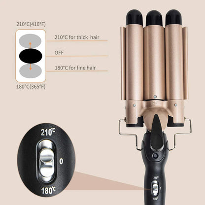 Hair Curler Tourmaline Ceramic 3 Barrel Hair Curling Iron Electric Curl Hair Machine Triple Barrel Hair Curler Hair Styling Tool