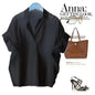 Women Blouses Spring Summer Breathable Simple Short Batwing Sleeve Turn Town Quick Dry Collar Shirts Solid Color Female Clothing