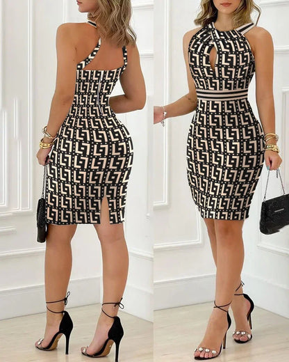 New Sexy Women Black Rhinestone Decor Sleeveless Party Dress Elegant Halter Bodycon Mini Skinny Dress