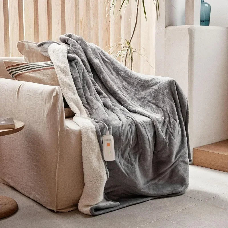 Heated Blanket Electric Throw 50''X60''-Soft Silky Plush Electric Blanket with 4 Heating Level & 3 Hour Auto Off Heating Blanket