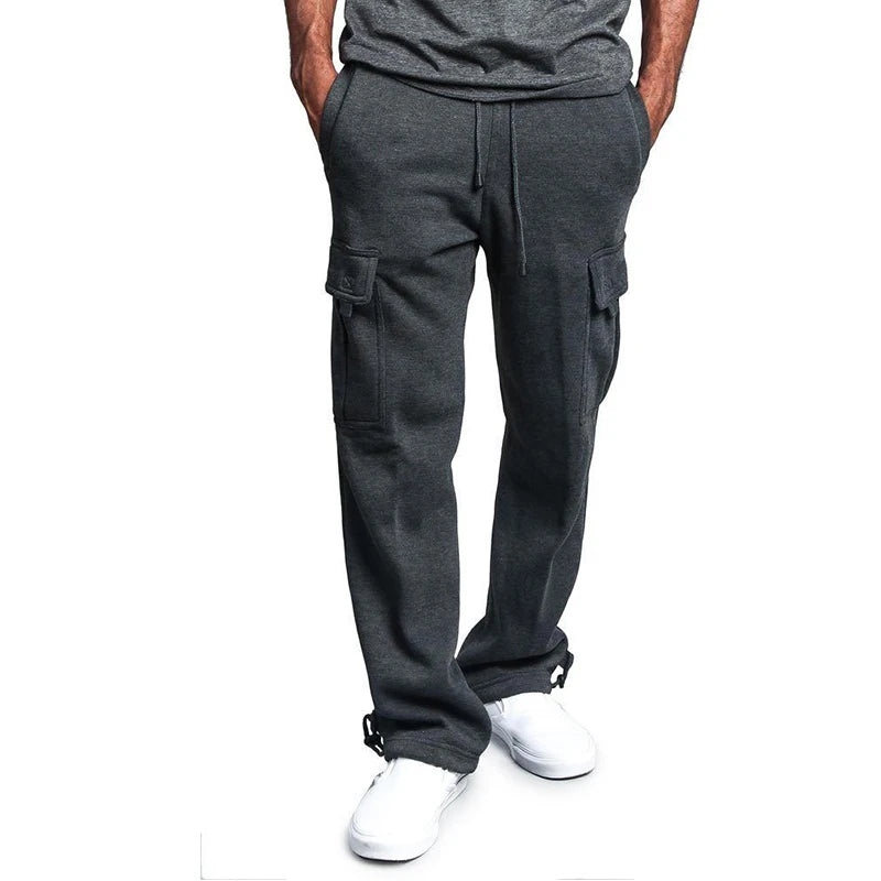 Men's Sweatpants Straight Fit Joggers for Sports and Streetwear Loose Oversized Drawstring Long Pants Men Multi-pocket Pants