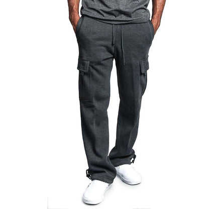 Men's Sweatpants Straight Fit Joggers for Sports and Streetwear Loose Oversized Drawstring Long Pants Men Multi-pocket Pants