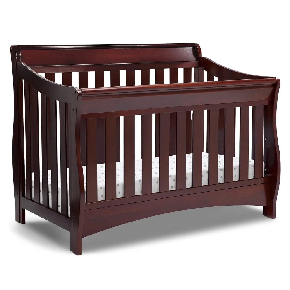 4-in-1 Convertible Baby Crib, Black Cherry Espresso