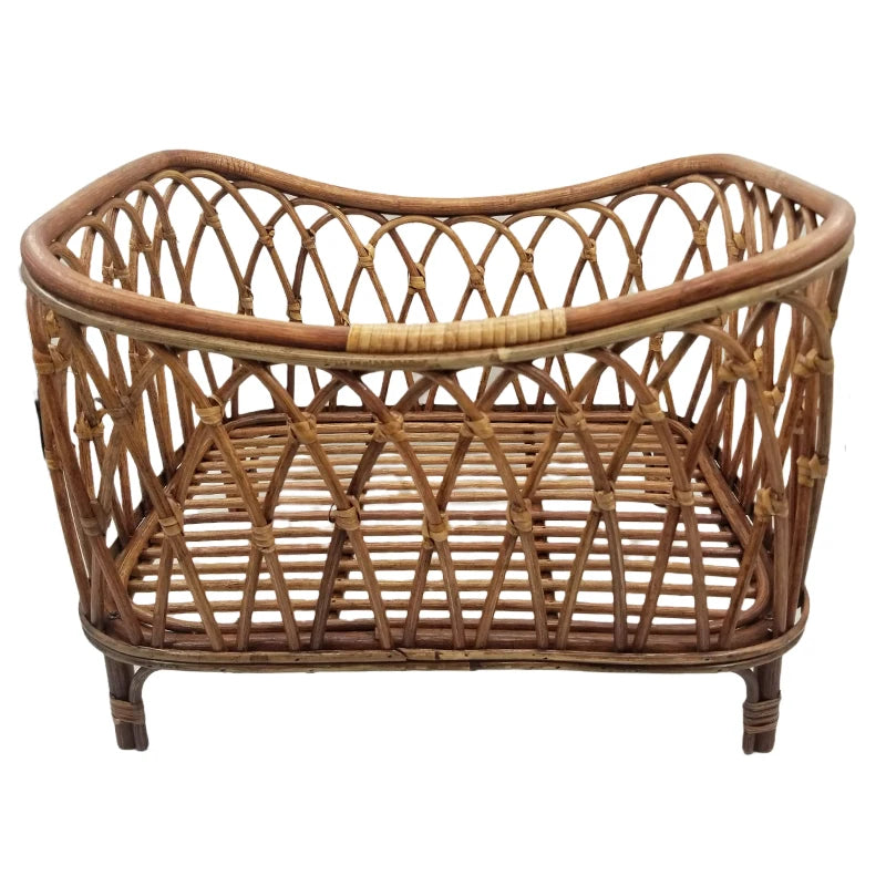 Baby Cribs Newborn Photography Props Bed Storage Basket Doll Bed Chair Rattan Furniture for Newborns Babe Posing Props