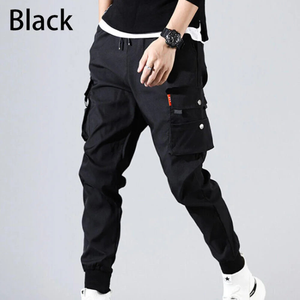 Men Pants Soft Fabric Multi Pockets Elastic Waist Spring Summer Cargo Pants Wear-resistant Jogger Trousers Simple Clothes