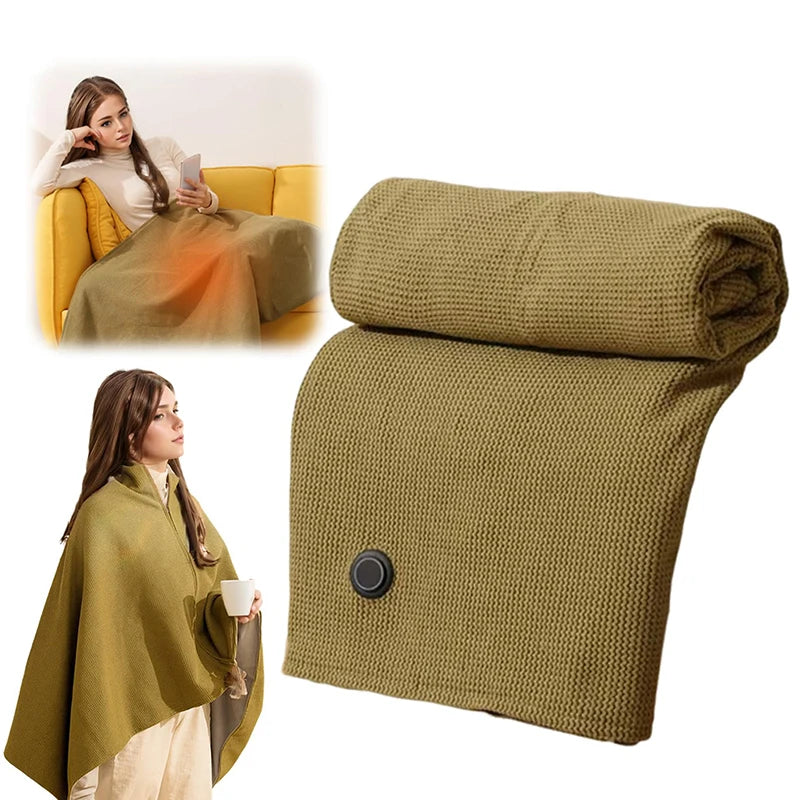 Heated Shawl Wrap for Cold Winter USB Heated Blanket Soft 3 Heat Level Warm Scarf