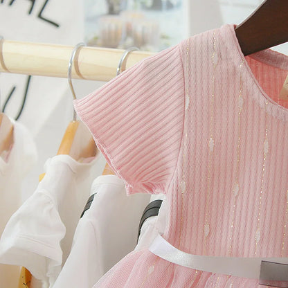 New Baby Girl Dress Summer Newborn Baby Clothes Patchwork Princess Mesh Dress For Girl 1 Year Birthday Infant Baptism Clothing