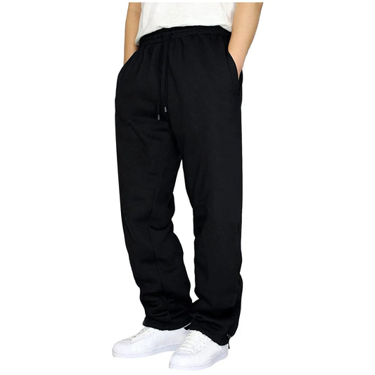 Black Plain Sweatpants Straight Leisure Workout Trousers Bottoms Baggy Men's Autumn Winter Trousers Sportswear Pantalone's