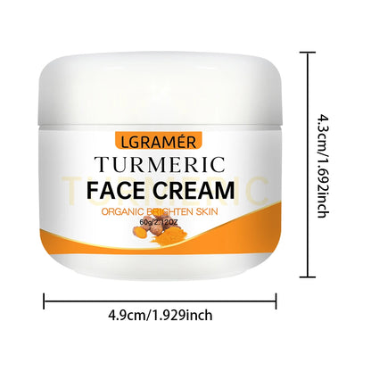 Turmeric Whitening Face Cream Wrinkle Removal Lighten Fine Lines Makes Skin Look More Youthful Brighten Moisturize Facial Care